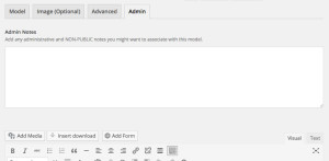 Admin Model Notes - WP3D Models - WordPress Plugin